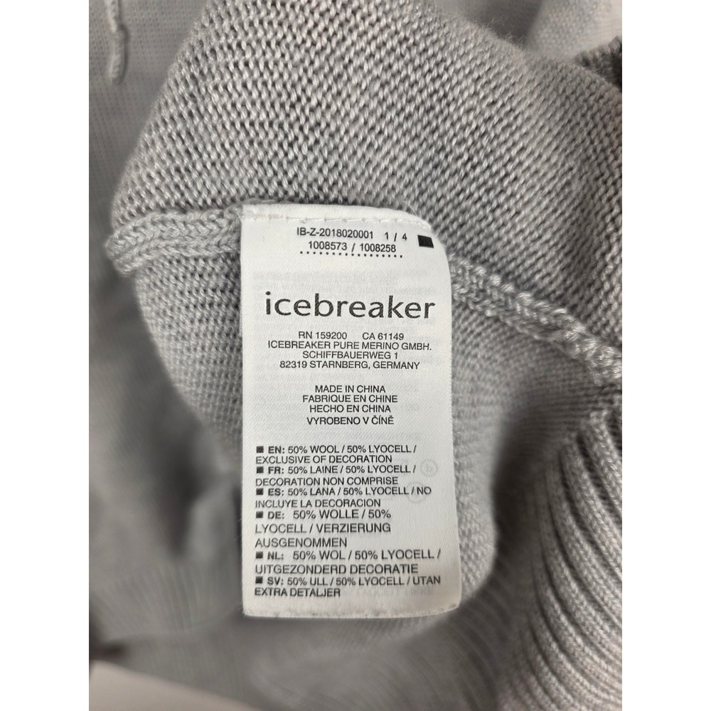 Icebreaker Cool-Lite Merino Wool Blend Funnel Neck Sweater Grey Womens Large - Picture 6 of 7